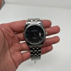 Mens watch 40mm stainless steel water resistant - new - black dial